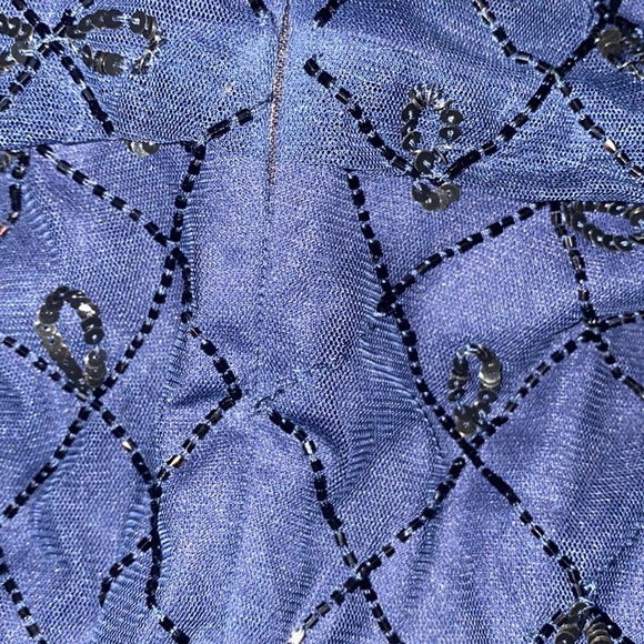 Adrianna Papell Navy Blouson Beaded Top - Picture 6 of 6